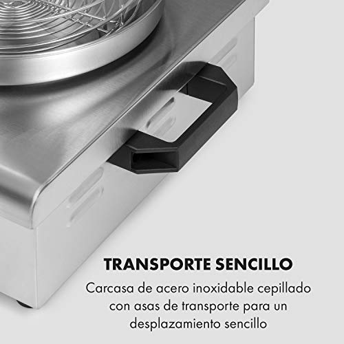 Miniatura 7 de Klarstein Wurstfabrik Pro 600 Máquina De Perritos Calientes - 550 W, 3 Pinchos, Regulador De Temperatura Entre 30 Y 100 C, Cilindro De Vidrio De Ø 20 Cm, Jaula De Acero De Ø 17 Cm, Acero, Plateado