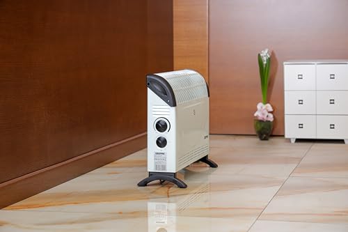 Geepas 2000W Convection Heater, Electric Convector Radiator Heater - 3 Heat Settings (750/1250 / 2000 W), Adjustable Thermostat & Overheat Protection - Free Standing, Ideal for Home or Office, White - 2