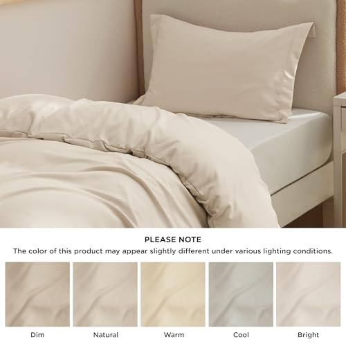 Image of Bedsure Twin /Twin XL Duvet Cover, Double Brushed Bedding Set, Light Beige | For Kids & Adults, 68 inchx90 inch Comforter Cover, Hotel Luxury, All Season, Breathable, Easy Care, Lightweight, Zipper Closure