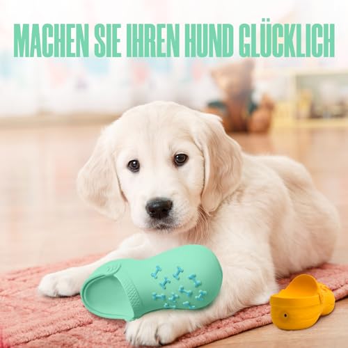 HYSHLC 2PCS Hundespielzeug Unzerstörbar, Quietschspielzeug Hund Interaktives Spielzeug, Hundespielzeug Pantoffel Intelligenz Set für Kleine und Mittelgroße Hunde zum Kauen und Jagen, Gelb Grün