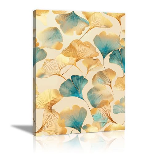 Photo sur toile feuille de ginkgo 50x70cm encadrée pour déco murale