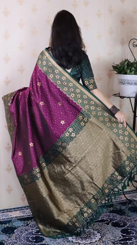 Image of SGF11 Women's Kanjivaram Pure Handloom Soft Silk Saree With Blouse Piece
