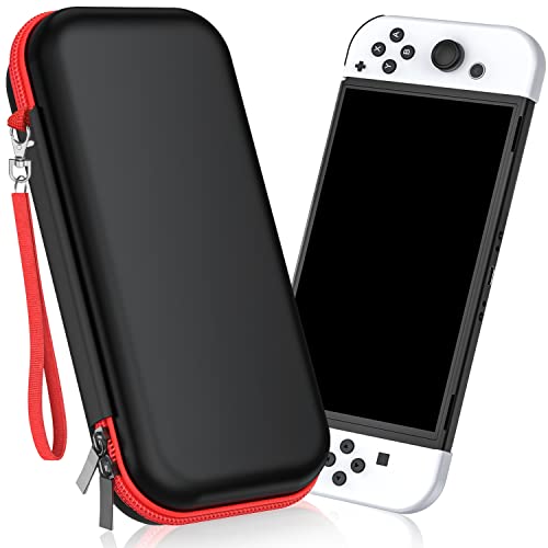 Carrying Case Compatible with Nintendo Switch OLED/Switch Console, Hard Shell Protective Portable Switch Carry Case Travel Bag with Pockets for Accessories and with 10 Games Storage, Black - Thumbnail 2