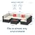 Nestl Patio Furniture Set 7 Piece Outdoor Conversation Set with Black Wicker Sectional and Off White Cushions