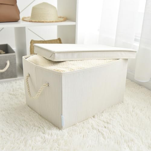 Bac de rangement pour placard Lot de 2 boîtes pliables ivoire