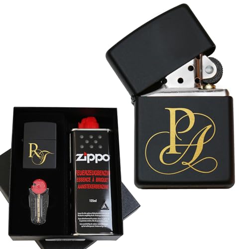 Feuerzeug mit Gravur, schwarz. Erstellt mit Zippo Feuerzeug | Sturmfeuerzeug mit Initialen & Namen | Graviertes Benzinfeuerzeug personalisiert Feuerzeug mit Gravur, schwarz. Erstellt mit Zippo Feuerzeug | Sturmfeuerzeug mit Initialen & Namen | Graviertes Benzinfeuerzeug personalisiert