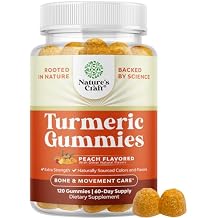Natures Craft Turmeric Gummies for Adults - Extra Strength Immune Support Gummies with Turmeric Curcumin, Black Pepper Extract and Ginger - Peach Flavor Vitamins for Adults - 120 Count
