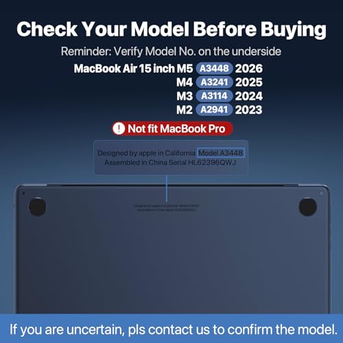 Image of Soonjet for MacBook Air 15 inch Case, M5 M4 M3 M2 2026-2023 Keyboard Cover | 100% Color Match, Midnight Blue, Clear Matte, Anti Fingerprint & Scratch, Protective Laptop Hard Shell, Ultra Thin, Snug Fit