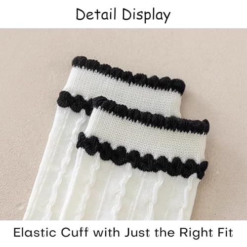 Toddler Girl Mid Calf Socks Summer Comfortable Stretch Frilly Princess Socks 4 Pairs 2-12 Years4