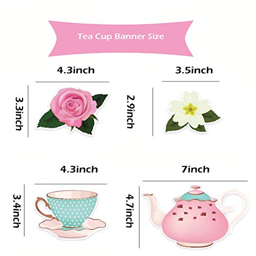Tea For Two Birthday Party Decoration, Tea For Two Balloons Floral Tea Hanging Garland, Teapots Teacups Tea Party Banner, Cake Topper, Star Foil, Latex Balloon For Girls Second Birthday Party Supplies #TOP4