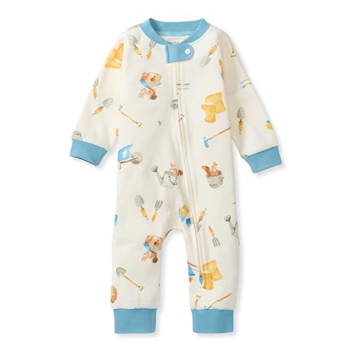 Burt's Bees Baby ���j�Z�b�N�X �X���[�v&�v���C�p�W���}�A100%�I�[�K�j�b�N�R�b�g�� �����s�[�X �t�����g�W�b�p�[ �t�b�g���X ���[�Y�t�B�b�g �t�[�e�B�[�p�W���}, ��̎G�p, 3-6 Months