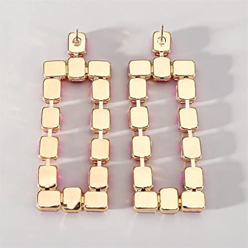 Mfchy Vintage Multicolored Glass Rectangle Long Dangle Drop Earrings For Women Girl (Color : C, Size : As Shown) #TOP4