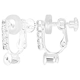 Beebeecraft 1 Caja con 12 Accesorios para Pendientes de Botón 925 Clips de Latón Chapados En Plata de Ley Componentes con Cierre de Rosca Y Almohadillas de Silicona Cristales de Imitación para Orejas
