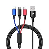 3in1 充電ケーブル USB ケーブル 3A 急速充電 充電コード USB Type C ケーブル Micro USB ケーブルiPhone 充電ケーブル iPhone Android タイプC Xiaomi Samsung Galaxy Kindle Sony 等全機種対応 1.2M 色分け