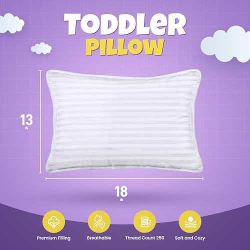 Utopia Bedding Toddler Pillow 2 Pack, Cotton Blend Shell 13x18 Inch, White - 1