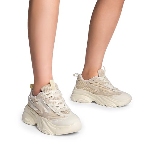 DREAM PAIRS DREAM PAIRS Women's Platform Chunky Fashion Sneakers Jaxon Walking Lace Up Comfortable Dad Sneakers Workout Sport Work Casual Tennis Shoes,Size 10.5,Nude,SDFN2406W