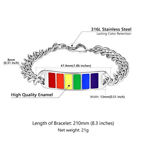 Prosteel Lgbt Gay Pride Rainbow Bracelet Stainless Steel Cuban Chain Bangle Gift Love Is Love Men Women Jewelry Lesbian Pride Bracelets #TOP3