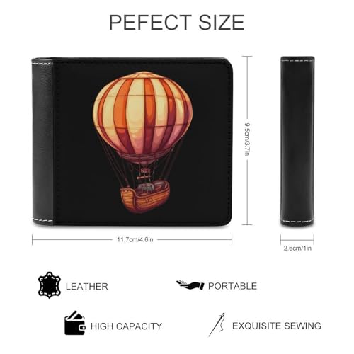 Hot Air Balloon Airship Bifold Wallet for Men Women PU Leather Slim Purse Pocket Wallet with Card Holder2