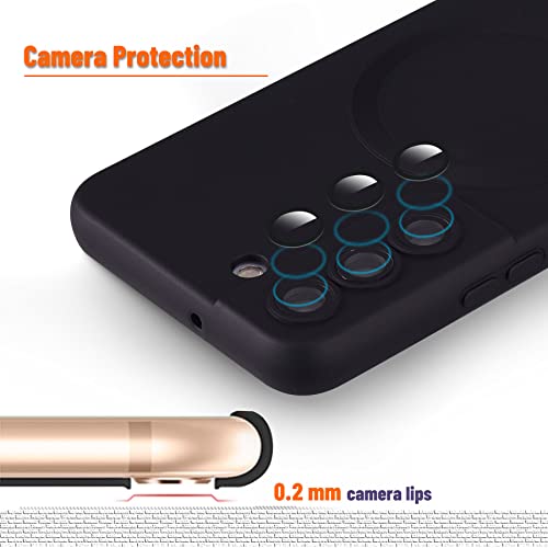 Image of Magnetic Case for Samsung Galaxy S21 Plus, Soft Silicone Phone Case with Camera Protection, Anti-Scratch S21 Case Compatible with MagSafe, Black