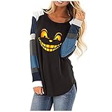 Halloween Musselin Bluse Damen,90S Shirt Top Bauchfrei Kickin Damen Shirt T Shirt Selbst Bedrucken Masshemd Hawaii T Shirt XXXL Damen T-Shirt Druckpapier Stretch Wrinkle(Schwarz-a,XL)