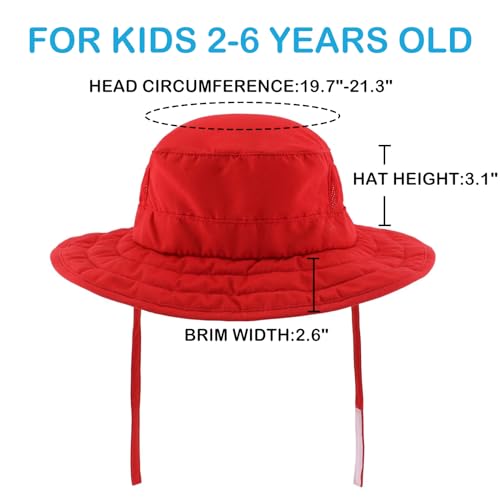 Connectyle Kids Upf 50+ Bucket Sun Hat Uv Sun Protection Hats Wide Brim Summer Beach Hat Red thumb #1