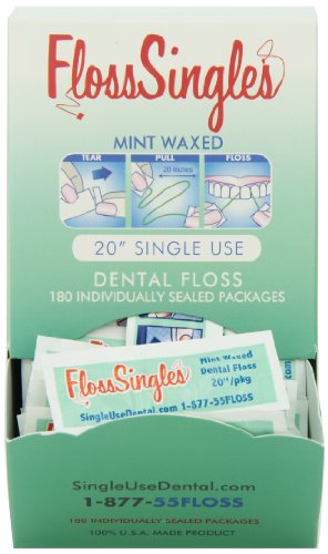 Floss Singles Dental Floss Dispenser Box, Light Green, Mint, 20