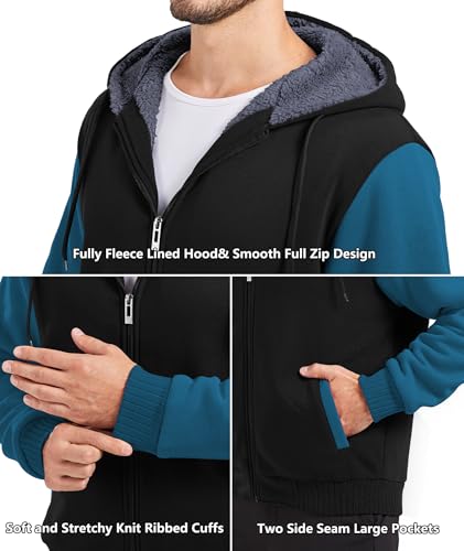 Image of GEEK LIGHTING Men's Fleece-Lined Zip Up Hoodie, Thick Hooded Jacket Winter Warm Athletic Sweatshirt