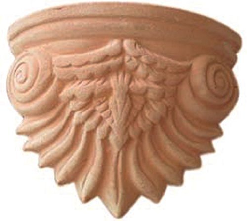 CAPITELLO ORNAMENTALE IN TERRACOTTA (2 PEZZI) FATTO A MANO; ALTEZZA CM. 21, DIAMETRO CM. 22, PROFONDITA' CM. 8 DECORAZIONI A PARETE PANNELLO MURO