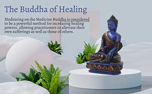 Dharmaobjects® Tibetan Healing Medicine Buddha Statue Hand Painted Nepal #TOP4