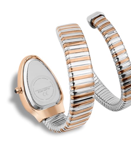 Image of French Connection Eternelle Curve | Pink Dial with Rose Gold Case | Flexible Wrap Bracelet Strap | Crystal Accent Design | Roman Numerals Analog Watch for Women - FCN0142RTM