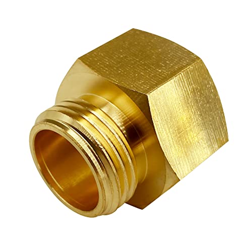 Geshaten 3/4” Ght Male X 1” Npt Female Connector, Brass Garden Hose Fitting, Adapter, Industrial Metal Brass Garden Hose To Pipe Fittings Connect (2 Pack) #TOP3