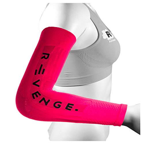 R-Evenge Arm Tubular Tape Carbone Compression, Breveté, Manchon Vendu par paire (Small, Fuchsia Fluo)