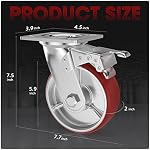Casters Set of 4 Heavy Duty 6 inch Caster Wheels - ASRINIEY Locking Casters with No Noise Polyurethane on Steel Wheels, Swivel Plate Caster with Brake for Toolbox Workbench, 5000 lbs Total Capacity
