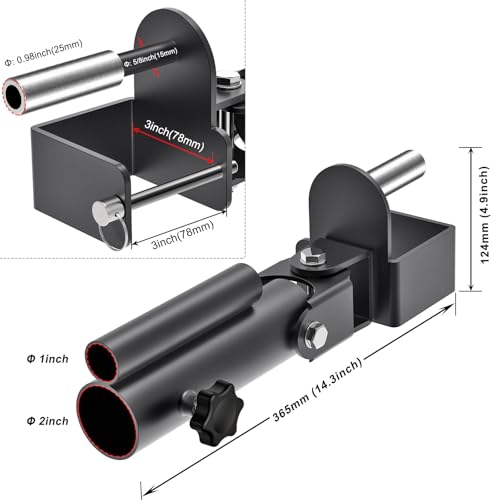 SELEWARE T Bar Row Landmine Attachment for 3" x 3" Power Rack with 5/8" or 1" Hole - Versatile Fit for 1" Standard Bar and 2" Olympic Bars, Free Swivel Heavy Duty Structure by SELEWARE - Used condition - Image 7