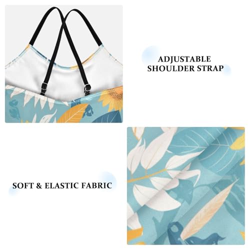 Boho Style Sunflowers Kids Girls 1 Piece Bathing Suit Summer Swimwear Adjustable Shoulder Strap Quick-Dry3