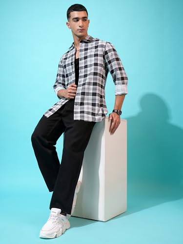 Image of Highlander Men's Cotton Slim Fit Checks Shirt | Full Sleeves | Regular Collar | Casual Shirts for Men