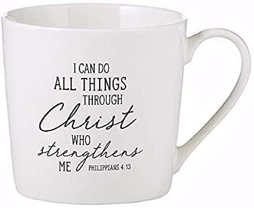 Creative Brands Faithworks - Inspirational White Bone China Café Mug/Cup, 14-Ounce, I Can Do All Things - Scripture