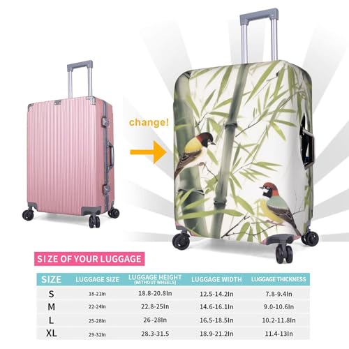 Bird Pattern Printed Luggage Cover Elastic, Washable, Universal Fit 18-32 Inch Travel Suitcase Cover Easy To Identify 6