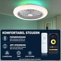 Deckenventilator mit Beleuchtung RGB 45cm Schlafzimmer, mit Lautsprecher – Ansicht 6