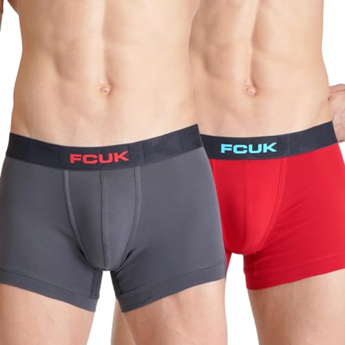 FCUK Flex Archway, Men's Solid Trunks Pack of 2