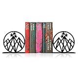 Celestial Mountain Bookends - Heavy Duty Metal Shelf Decor for Fantasy Book Lovers, Starlight Night Inspired Study Rooms, Office Decor & Bookish Gifts
