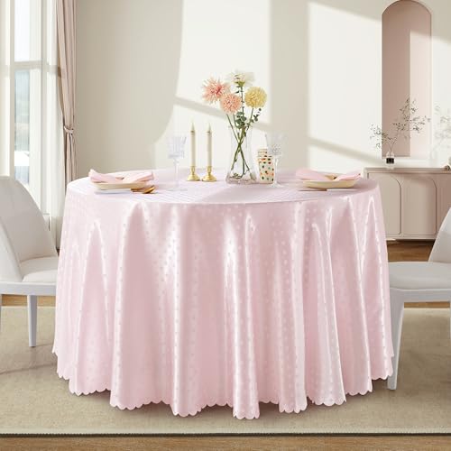HommxJF 6Pack Blush Pink Polka Dot Satin Table Cloth 90 x 90 Inches,Blush Pink Round Tablecloth Stain Resistant Wrinkle Free Silkly Soft Table Cloths for Wedding, Dining Room, Indoor and Outdoor Use by HommxJF - Used condition - US$20.58