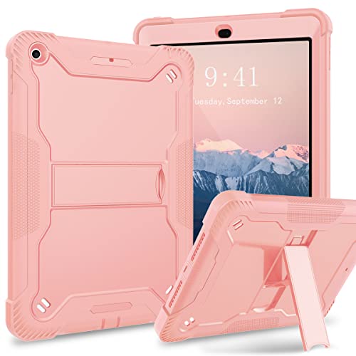 Fingic iPad 9th Generation Case,iPad 8th/7th Gen Case,iPad 10.2 Case,Rose Gold Heavy Duty Hard PC Soft Silicone Rugged Bumper Hybrid Dropproof Kickstand Protective Case for iPad 10.2In,2021/2020/2019