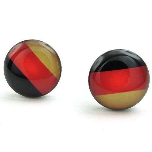 Boucles d'oreilles drapeau Allemagne acier inoxydable homme femme