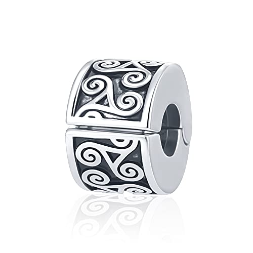 Qeensekc Celtic Flower Clip Lock Spacers Stopper Charm Good Luck Round Bead For Pandora Bracelet,Aut-72_Triangletotem #TOP19