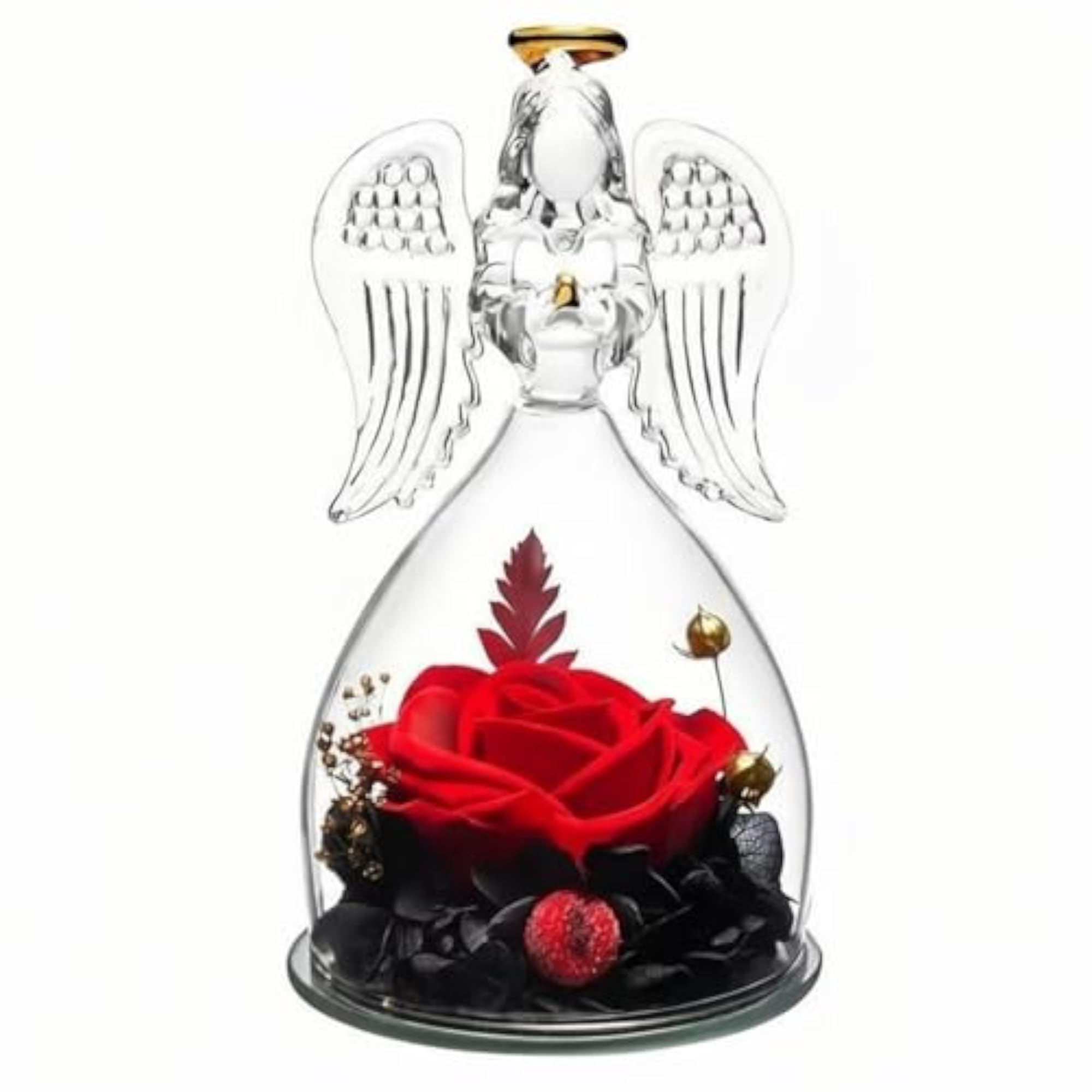 Everlasting Flower in Glass Cherub Gift Box