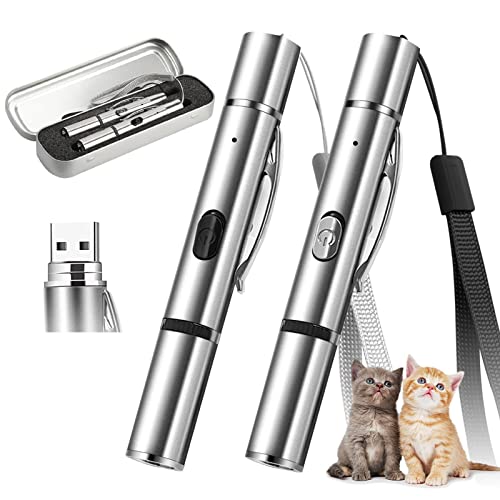 Katzenspielzeug, rote Temperatur Lichtpointer für Katzen, wiederaufladbares USB-LED-Licht Projektion Verschiedene Muster, Interaktives Training Chaser Tease Stick für Indoor Katzen (Rot & Grün) Cover