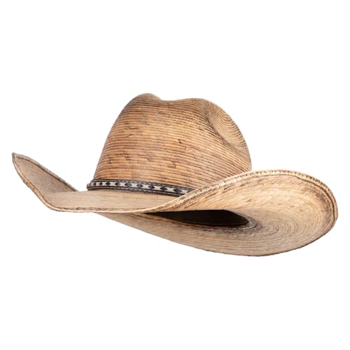 UPF 50+ Palm Leaf Cattleman Cowboy Hat - Dark Palm L