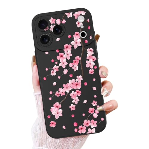 OOK Floral Case for iPhone 18 Pro Max, Cute Black Cherry Blossom