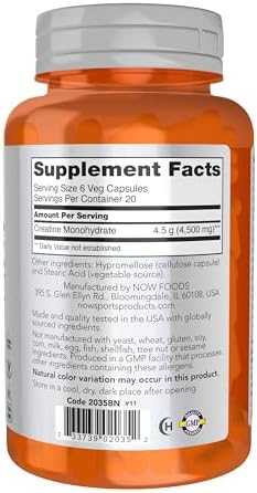 NOW Sports, Creatine Monohydrate 750 mg, Muscel Fuel*, 120 Veg Caps — 사진 2